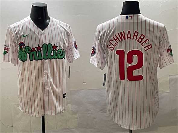 Men%27s Philadelphia Phillies #12 Kyle Schwarber White Phanatic Cool Base Stitched Jersey->philadelphia phillies->MLB Jersey